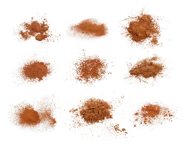 Set Aromatic Cinnamon Powder White Background — Stock Photo, Image