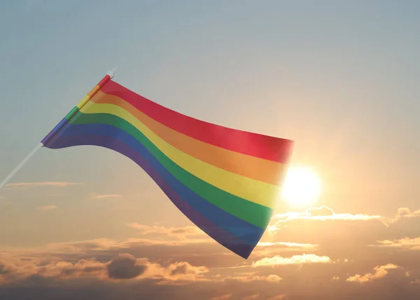 Bright Rainbow Lgbt Flag Sky Sunrise — Photo