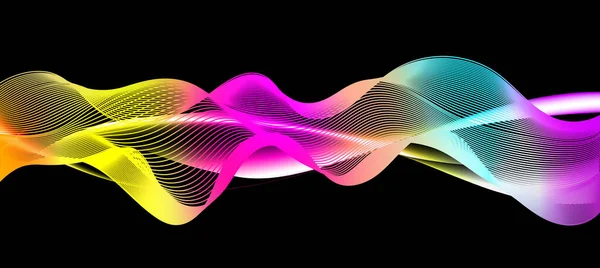 Ілюстрація Динамічних Звукових Хвиль Чорному Тлі Дизайн Прапора — стокове фото