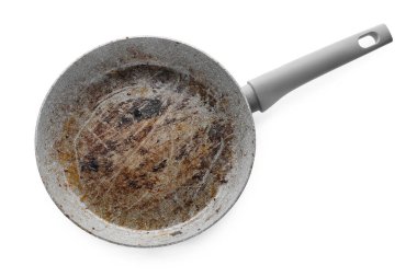 Kirli granit kaplama tava beyaz, üst manzara izole