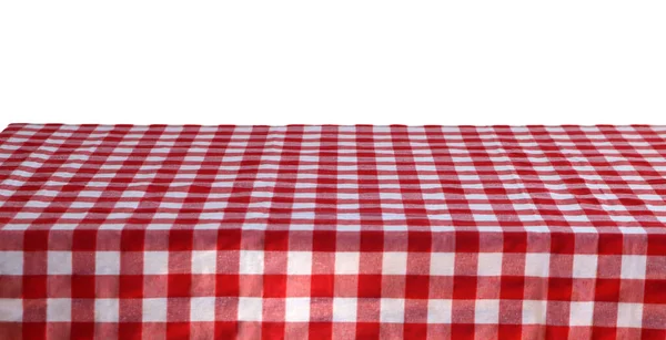 Table Checkered Picnic Cloth Isolated White — Stock Photo, Image