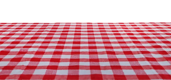 Table Checkered Picnic Cloth Isolated White — Stock Photo, Image