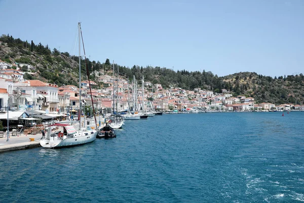 Beautiful View Coastal City Boats Sunny Day — Photo