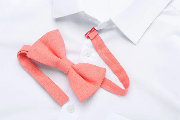 Stylish Bow Tie White Shirt Top View — Stockfoto