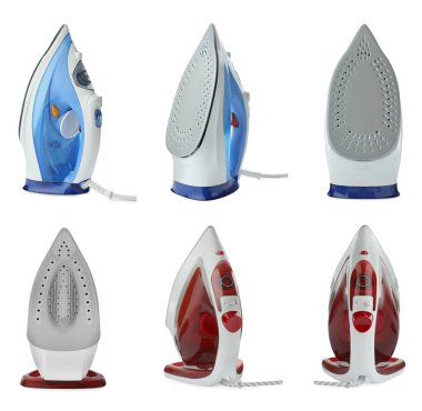 Beyaz arkaplanda modern ütülerle ayarla