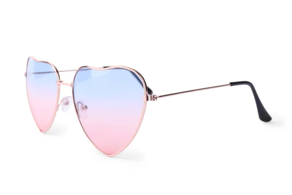 Stylish Heart Shaped Sunglasses Isolated White Fashion Accessory — Stockfoto