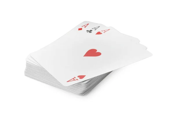 Jeu Cartes Sur Fond Blanc — Photo