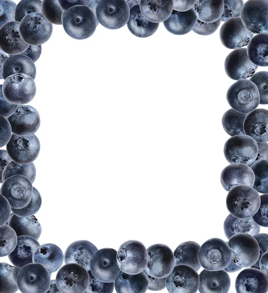 Frame Fresh Ripe Blueberries White Background Space Text — Stock Fotó