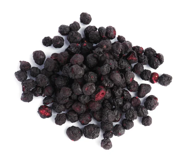 Pile Freeze Dried Blueberries White Background Top View — Stockfoto