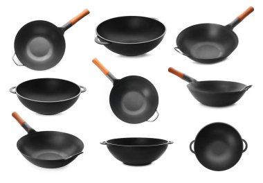 Beyaz arkaplanda boş woklar ile ayarla