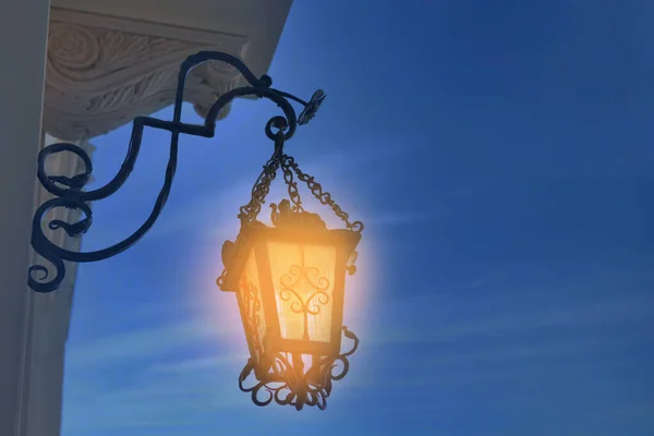 Beautiful Old Fashioned Street Lamp Lighting Wall Building — Fotografia de Stock