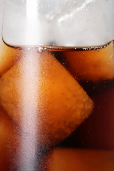 Glass Refreshing Drink Ice Cubes Background Closeup — Zdjęcie stockowe