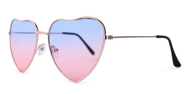 Lunettes Soleil Élégantes Forme Coeur Isolées Sur Blanc Accessoire Mode — Photo