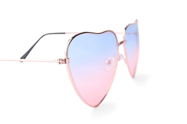 Stylish Heart Shaped Sunglasses Isolated White Fashion Accessory — Foto Stock