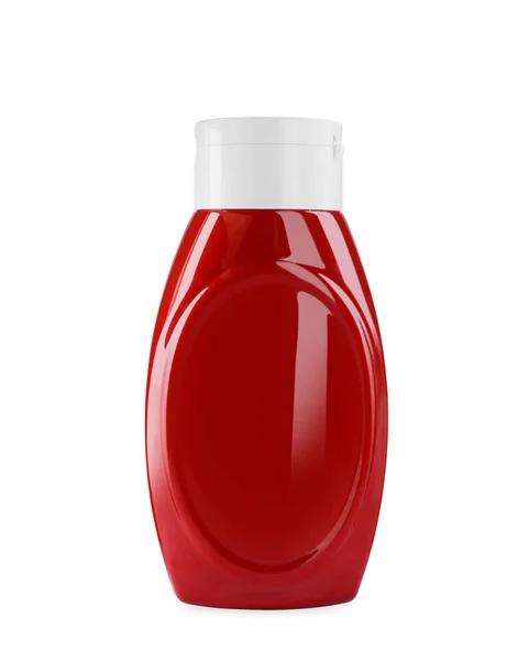 Egy Üveg Finom Ketchup Fehér Alapon Izolálva — Stock Fotó