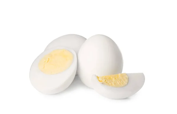 Świeże Jajka Gotowane Twardo Białym Tle — Zdjęcie stockowe