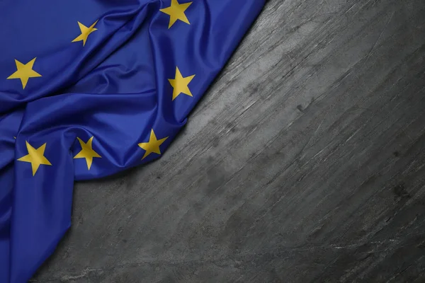 Flagge Der Europäischen Union Auf Grauem Tisch Draufsicht Raum Für — Stockfoto