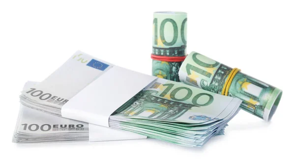 Billetes Euros Aislados Blanco Dinero Finanzas —  Fotos de Stock