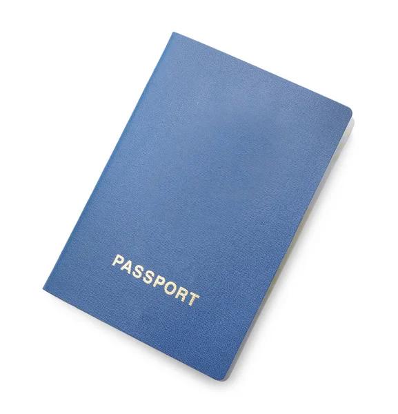 一张蓝色护照 白色的 顶视图 — 图库照片