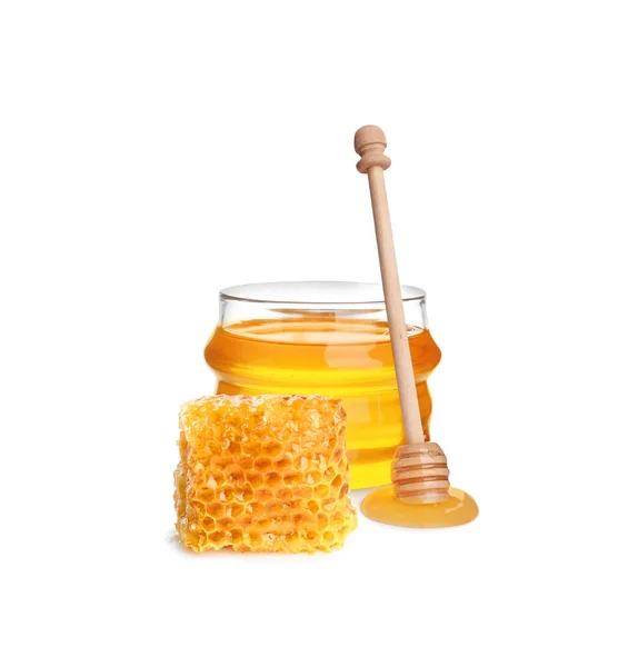Tasty Natural Honey White Background Organic Product — Fotografia de Stock