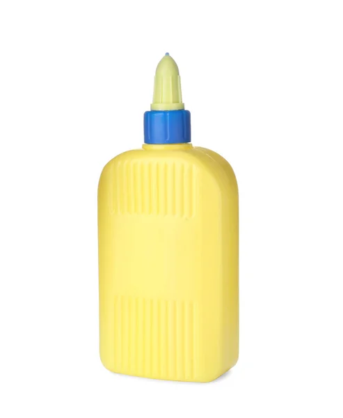 白色隔断的空白黄色胶瓶 — 图库照片