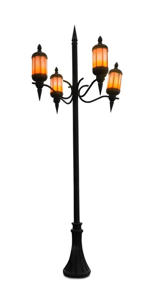 Beautiful Old Fashioned Street Lamp Lighting White Background — 图库照片