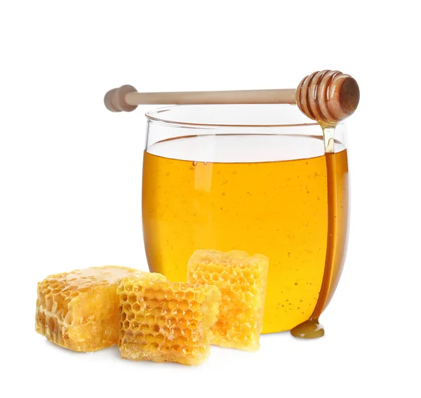Tasty Natural Honey White Background Organic Product — Stockfoto
