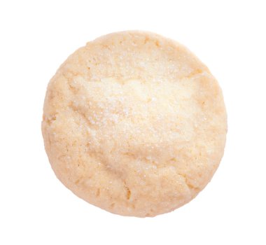 Bir lezzetli şekerli kurabiye, beyaza izole, üst manzara