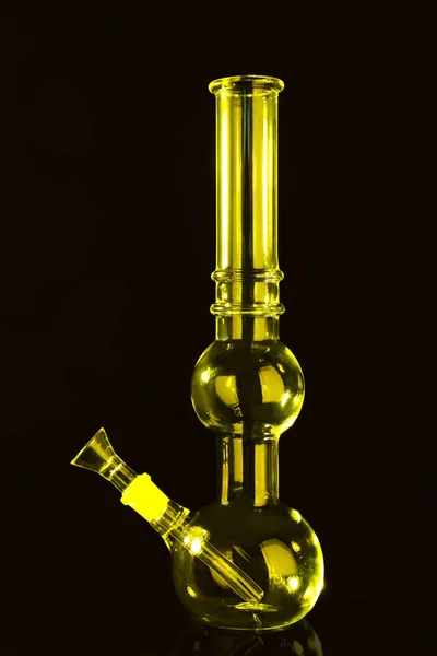 Glass Bong Black Background Toned Yellow Smoking Device — Stockfoto