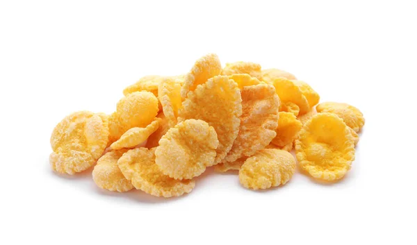 Haufen Leckerer Cornflakes Auf Weißem Hintergrund — Stockfoto