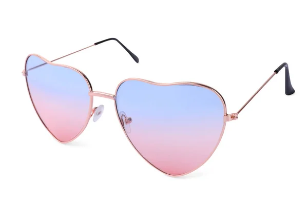 Stylish Heart Shaped Sunglasses Isolated White Fashion Accessory — Stockfoto