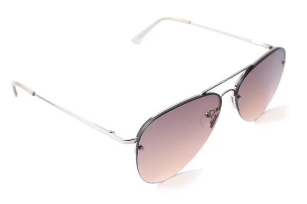Novos Óculos Sol Aviador Elegante Isolado Branco — Fotografia de Stock