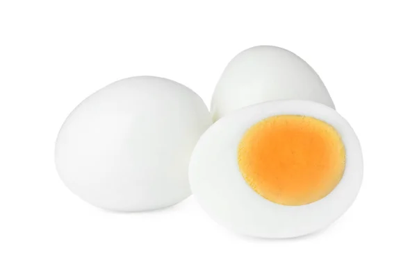 Fresh Peeled Hard Boiled Eggs White Background — Stock Photo, Image