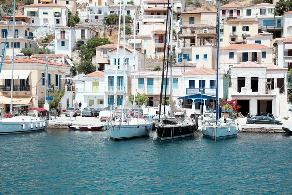 Beautiful View Coastal City Boats Sunny Day — Stockfoto