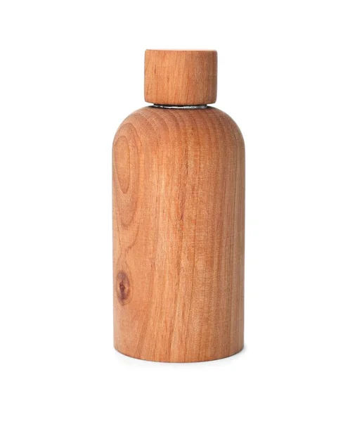 白に単離された新しいスタイリッシュな木製ボトル — ストック写真