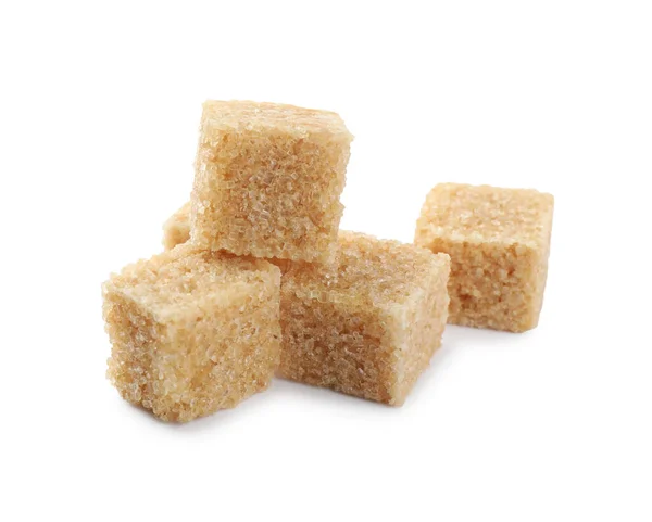 Cubes Brown Sugar Isolated White — Fotografia de Stock