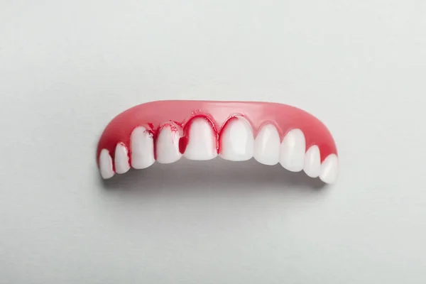 Gum Model Blood Teeth White Background Top View — Photo