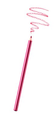 Parlak dudak kalemi ve beyaz arka planda vuruş, üst görünüm