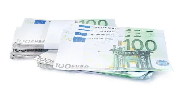 Notas Euro Isoladas Branco Dinheiro Finanças — Fotografia de Stock