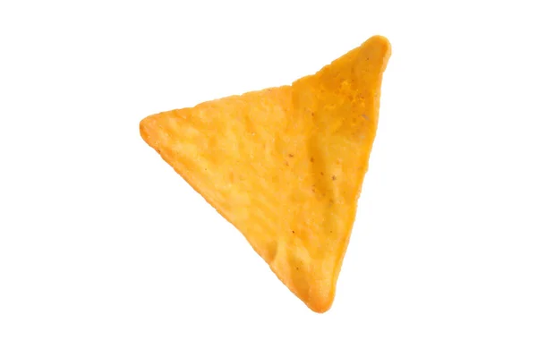 One Tasty Tortilla Chip Nacho White Background — Zdjęcie stockowe