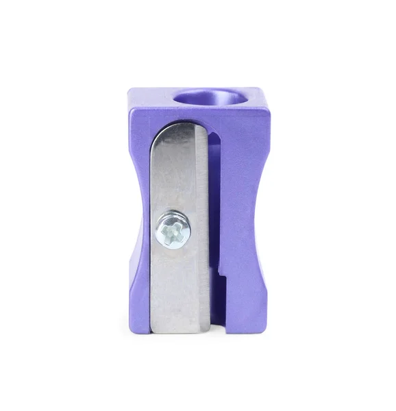 Plastic Violet Pencil Sharpener Isolated White — 스톡 사진