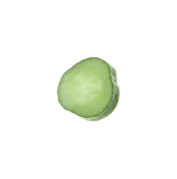 Snijd Van Verse Groene Komkommer Geïsoleerd Wit — Stockfoto