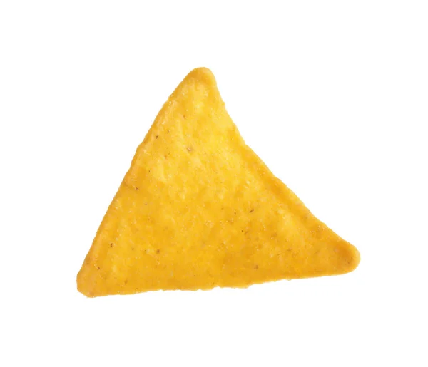 One Tasty Tortilla Chip Nacho White Background — Stockfoto