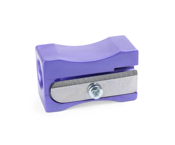 Plastic Violet Pencil Sharpener Isolated White — 스톡 사진