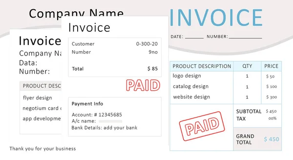 Invoices Stamp Paid Payment Information Illustration — Photo