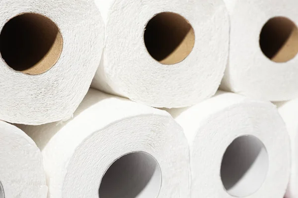 Many Rolls Paper Towels Background Closeup — 스톡 사진