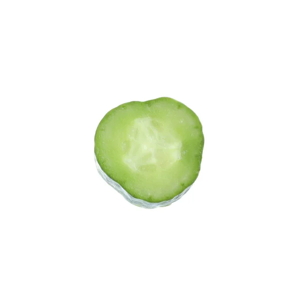 Fatia Pepino Verde Fresco Isolado Branco — Fotografia de Stock