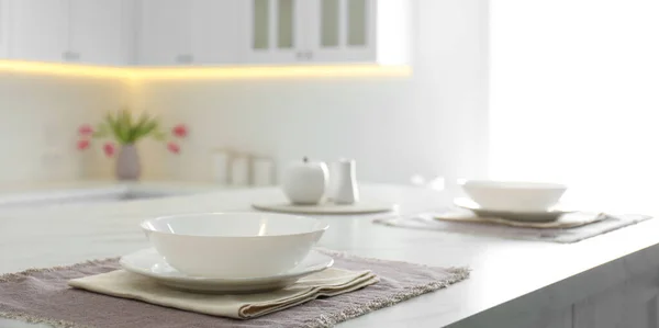 Mutfaktaki Masada Nefis Bir Masa Pankart Tasarımı — Stok fotoğraf