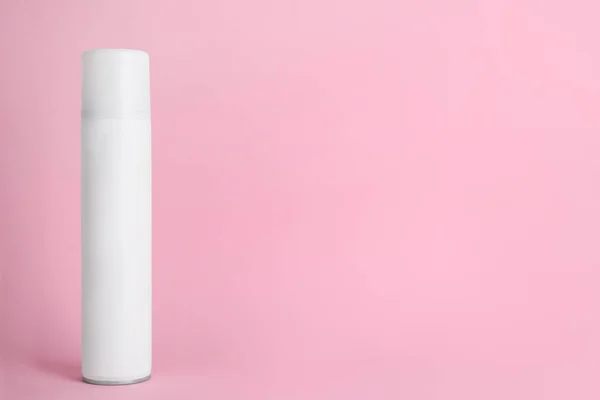Bottle Dry Shampoo Pink Background Space Text — Zdjęcie stockowe