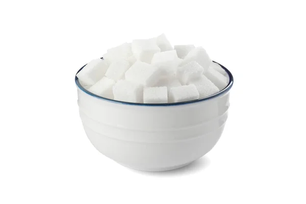 Bowl Sugar Cubes Isolated White — Fotografia de Stock